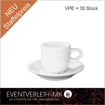 Espressotasse 0,12l mit Untertasse - (Weiss ohne Muster)*